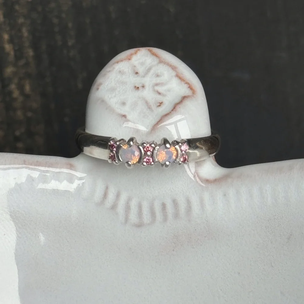 Opal & Pink CZ Ring NWOT